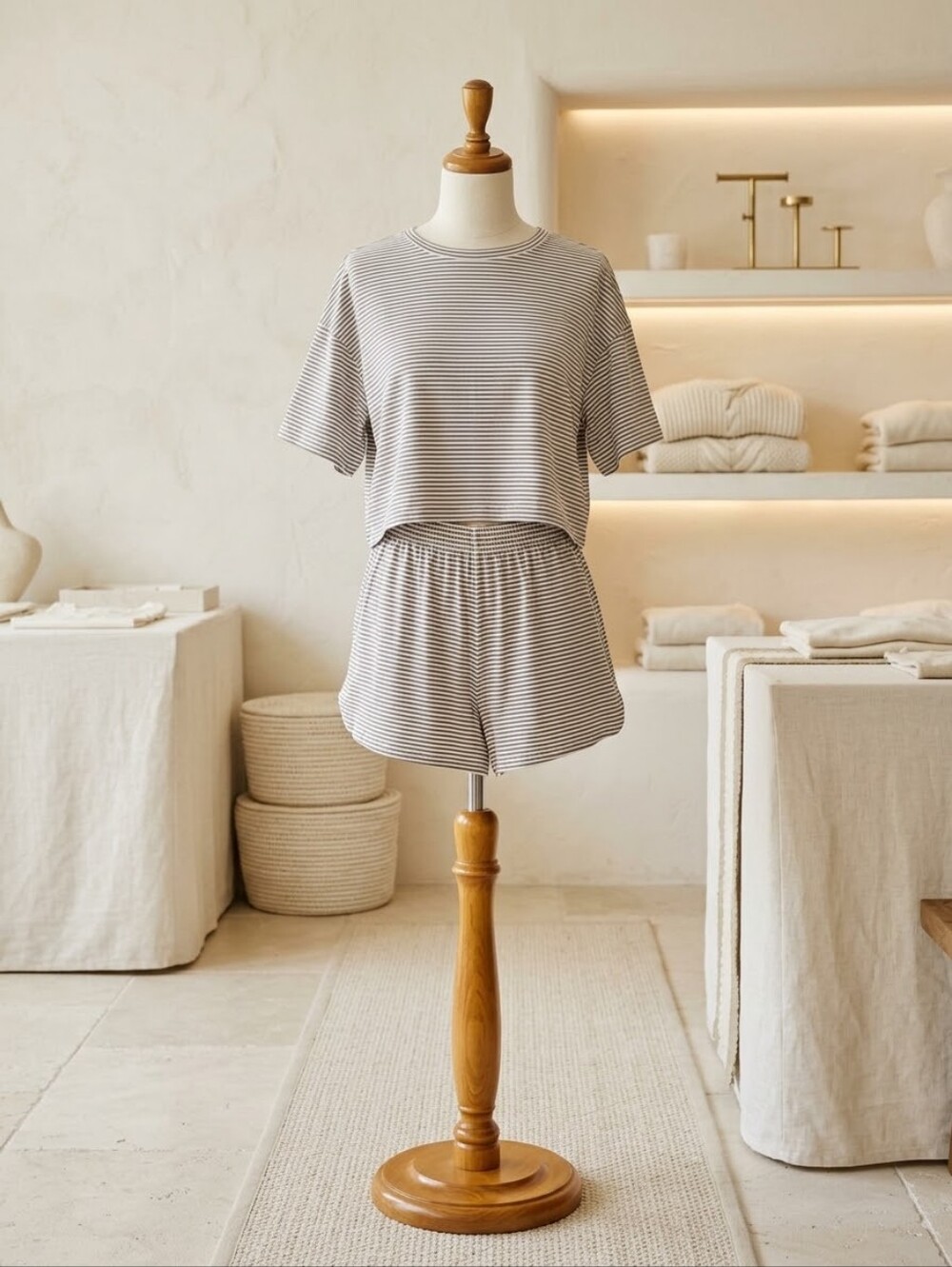 Gray & White 2-Piece Shorts Set | Unknown Brand | Size Medium